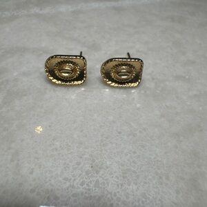 Gold Cowboy Hat Stud Earrings